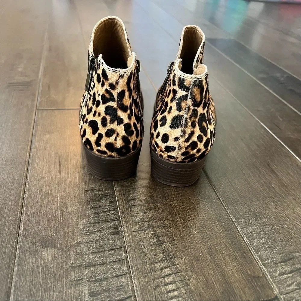 Lucky Brand Burklee Animal Print Booties Ankle Boots Leopard 6.5